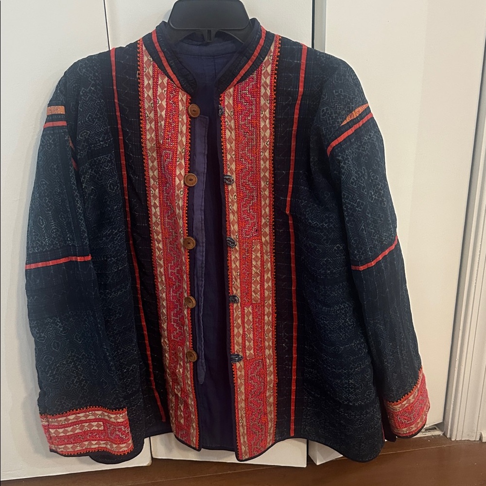 HMONG TRIBE SE ASIA Bohemian Handmade Embroidered and Batik Jacket Original $360